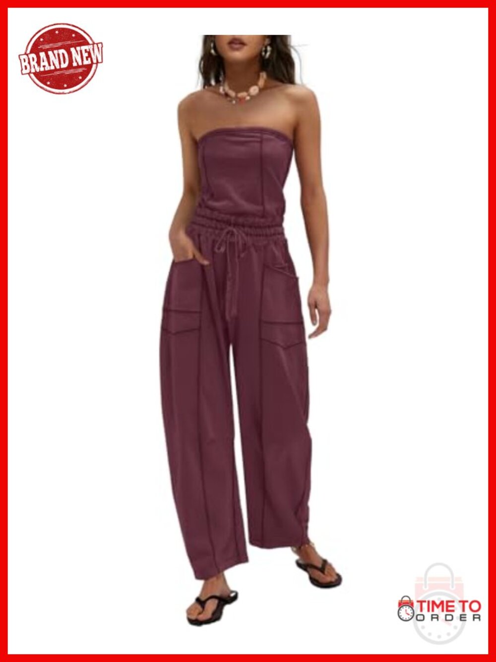 Women's Strapless Wide Leg Jumpsuit Off Shoulder Sleeveless One Piece